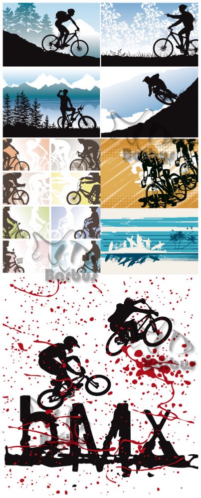 Silhouettes of cyclists / Силуэты велосипедистов