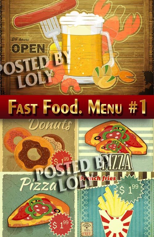 Fast Food. Меню #1 - Векторный клипарт