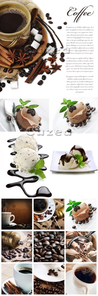 Фоны с кофейными зёрнами и мороженным/ Coffee and ice-cream background - Stock photo