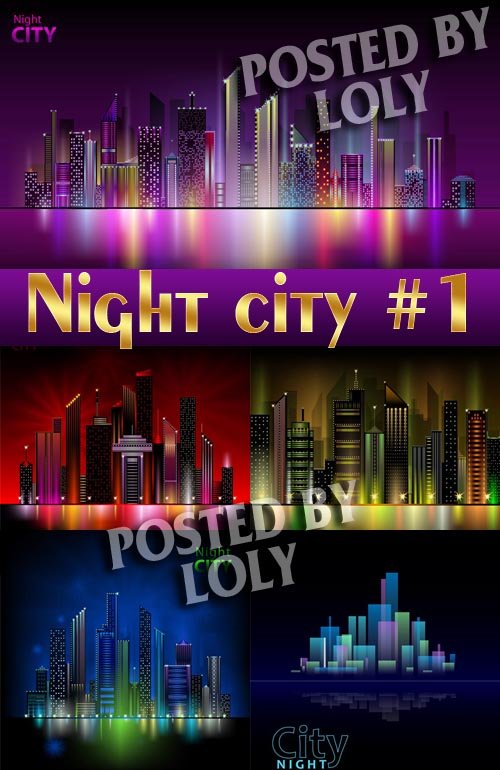 Ночной город #1 - Векторный клипарт