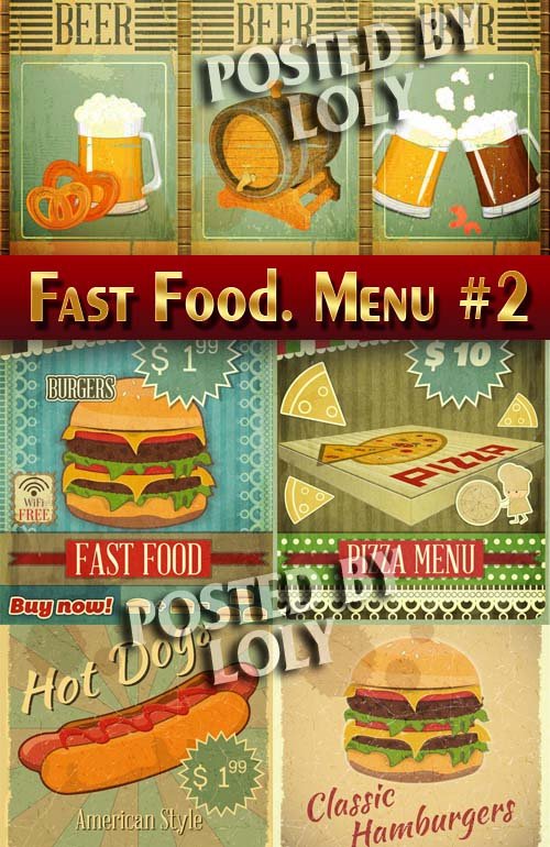 Fast Food. Меню #2 - Векторный клипарт