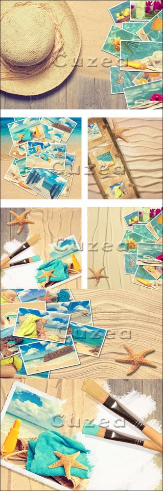 Открытки летнего морского отдыха/ Vacation sea Postcards - stock photo