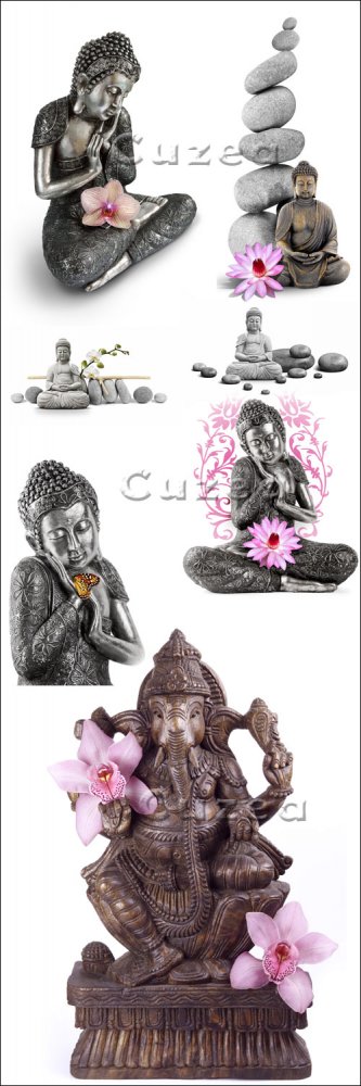 Фигурки Будды на белом фоне/ Bouddha figures on white  background - Stock photo