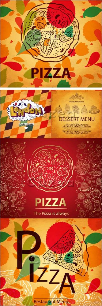 Винтажные меню для пиццерии/ Vintage menu for pizza cafe