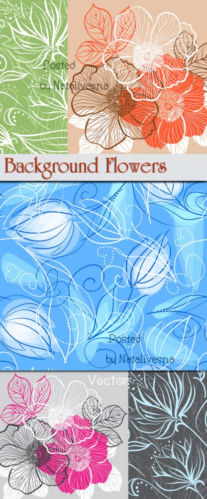 Цветочные фоны в Векторе / Flower backgrounds in Vector