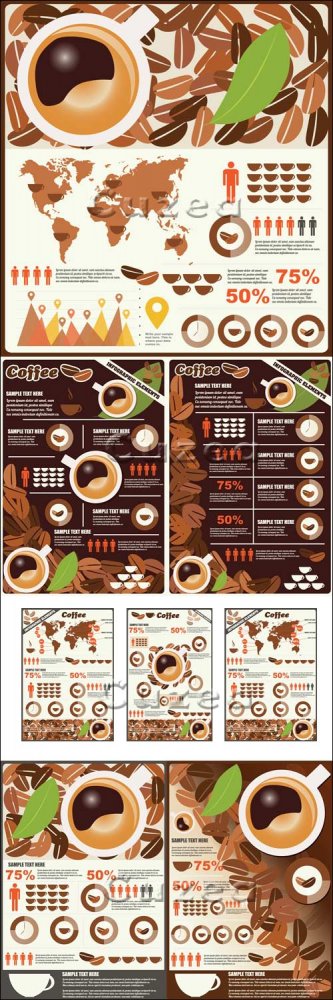 Инфографика на кофейную тематику в векторе/ Cofee infografic in vector