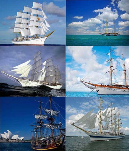 Фотосток: парусники, фрегаты, каравеллы, яхты (водный транспорт)