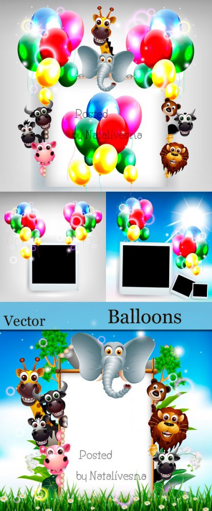 Воздушные шарики и полароид в Векторе / Vector - Balloons and Polaroid