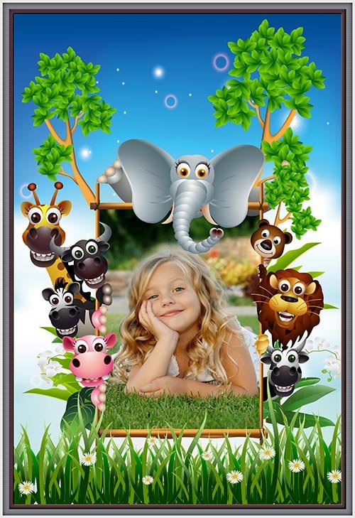Детская фотошоп рамка зоопарк