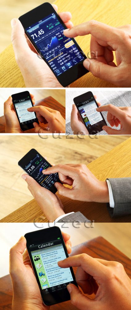 Мобильные телефоны в руках / Mobile phone - stock photo