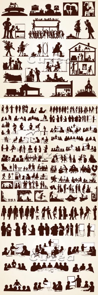 Силуэты людей в разных отраслях/ People silhouette - vector stock