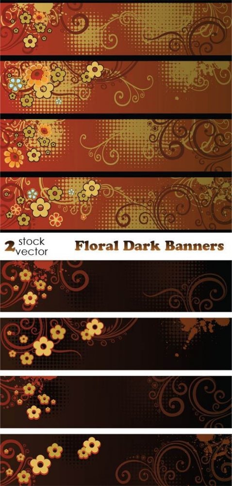 Vectors - Floral Dark Banners