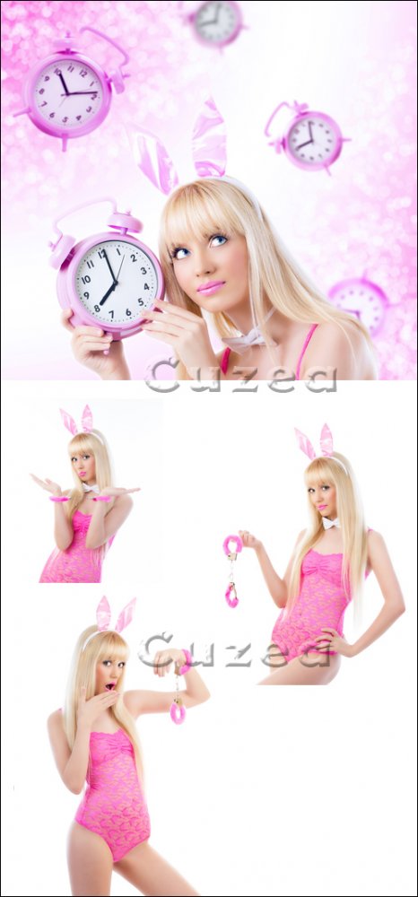 Девушка-зайка в наручниках/ Girl rabbit with handcuffs - Stock photo