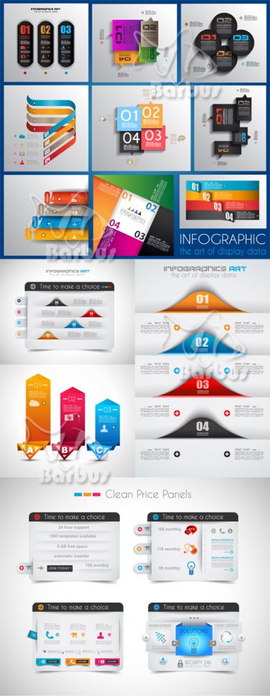 Infographic design template with paper tags / Инфографика дизайн шаблоны с бумажными закладками
