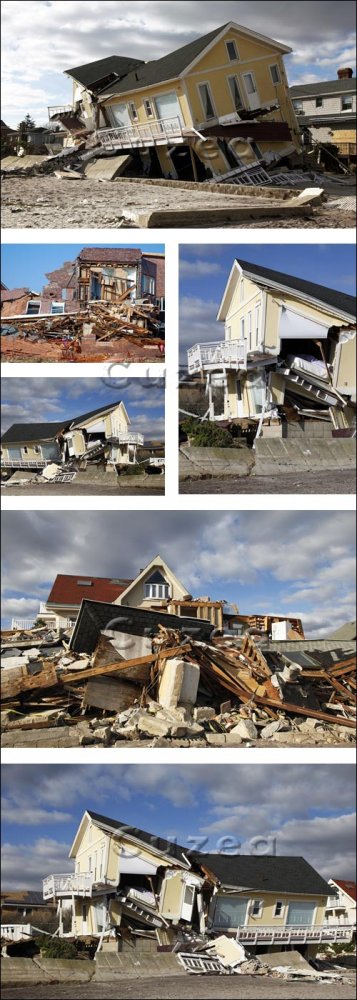 Разрушенные стихийными бедствиями дома / Home and natural disasters - stock photo