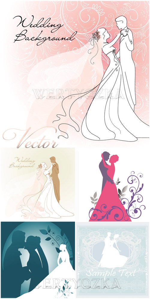 Свадебные векторные фоны / Wedding backgrounds, bride and groom, wedding