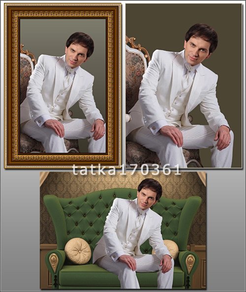 Шаблон для фотошопа - Шикарный мужчина в белом костюме