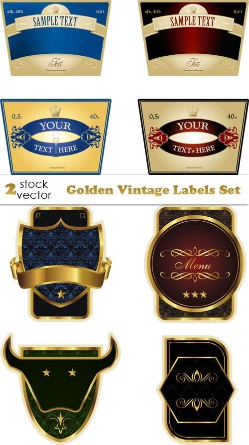 Vectors – Golden Vintage Labels Set