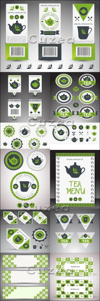 Чайные стикера и меню / Tea labels menu - vector stock