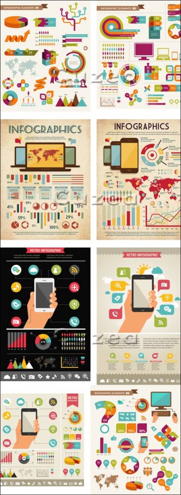 Социальные инфографики, 48 / Social media infographics,48 - vector stock