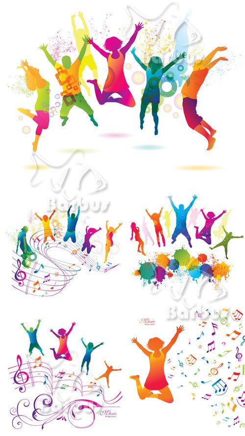 Active Jumping and Dancing People / Активные цветные прыгающие и танцующие люди