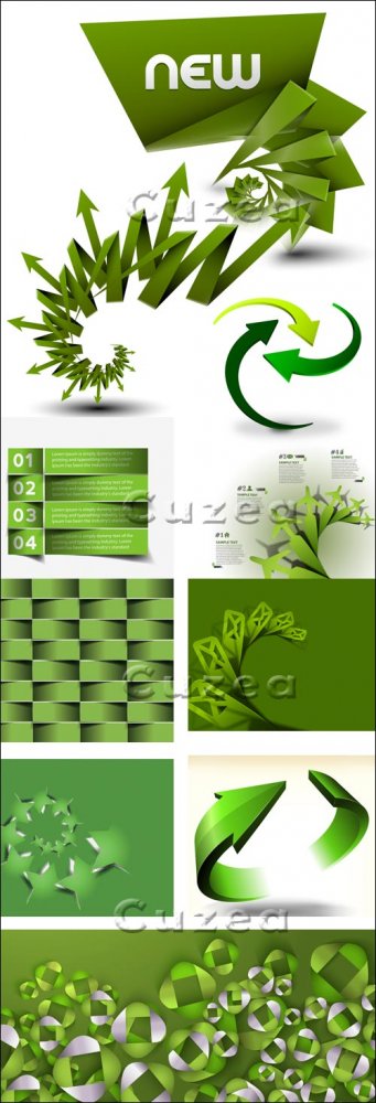 Зеленые абстрактные элементы в векторе / Green abstract elements in vector