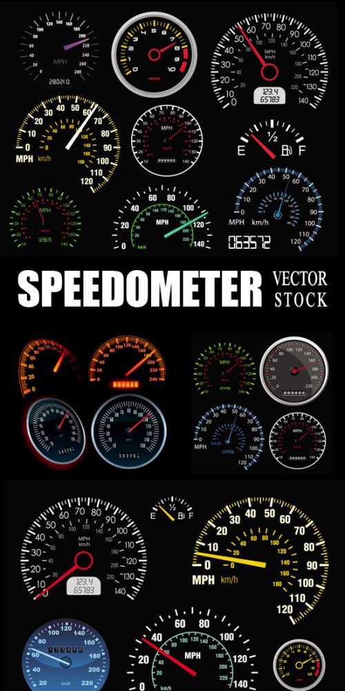 Спидометры для автомобиля в векторе / Сar mileage speedometer vector