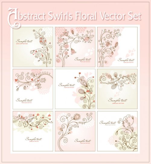 Abstract Swirls Floral Vector Set