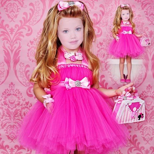  Детский шаблон - Модница в красивом розовом наряде 