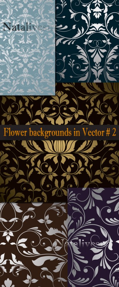 Цветочные фоны в Векторе # 2  / Flower backgrounds in Vector # 2