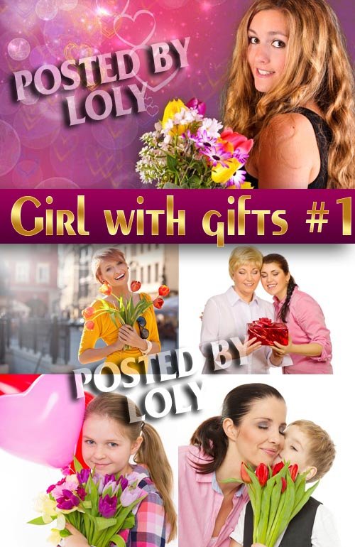 Девушки с подарками #1 - Растровый клипарт