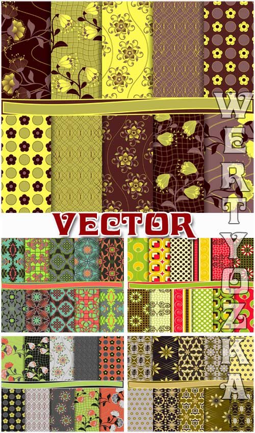 Коллекция цветочных текстур / Collection of floral textures - vector clipart
