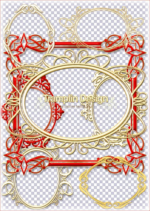 Набор рамок-вырезов в золотистом, красном и белом цвете 