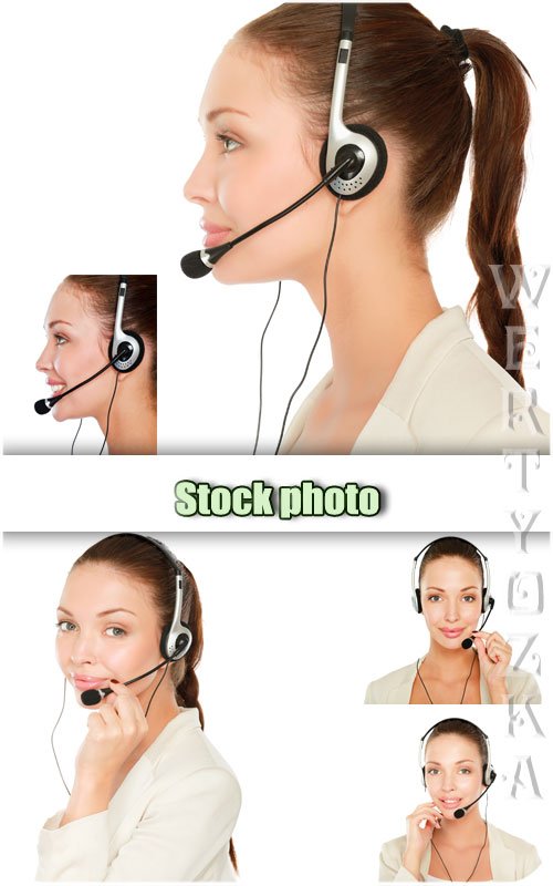 Девушка оператор call-центра / Girl operator call-center - Raster clipart