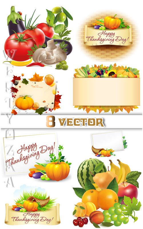 Осенние композиции из овощей / Autumn composition of vegetables - vector