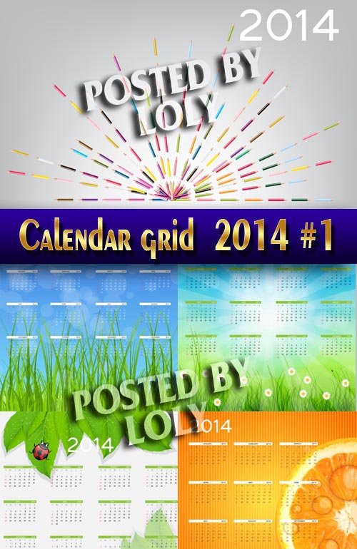 Календарные сетки 2014 #1 - Векторный клипарт