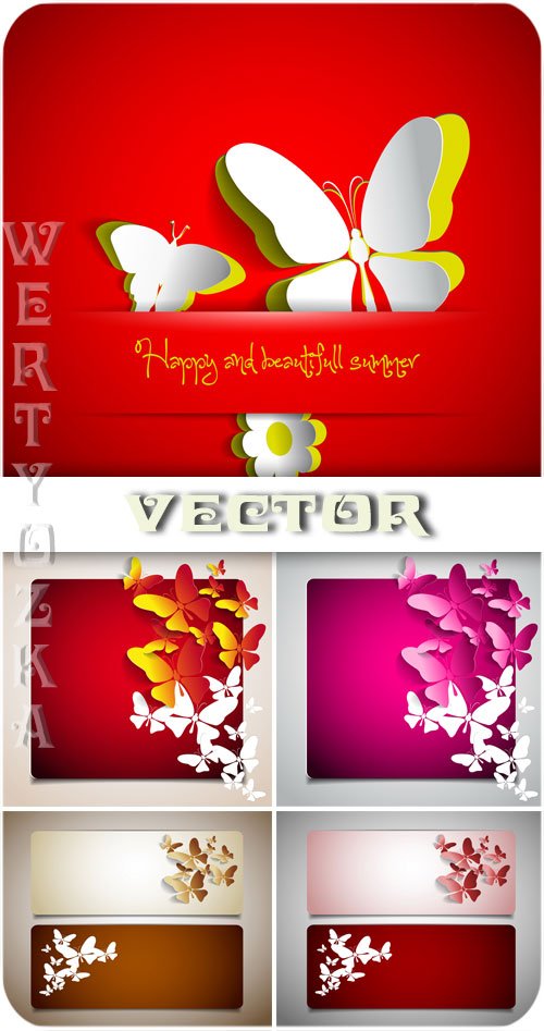Баннеры с бабочками / Banners with butterflies - vector clipart