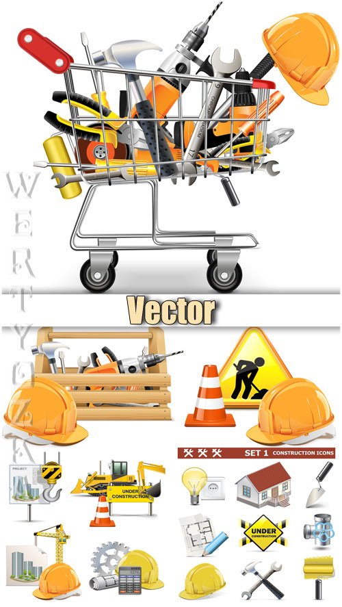 Строительные и ремонтные работы / Construction and repairs - vector