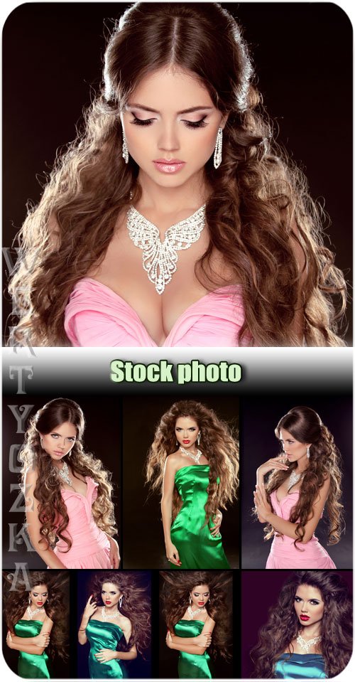 Шикарная девушка с длинными волосами / Gorgeous girl with long hair - Raster clipart