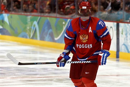  Шаблон для мужчин - Российский хоккеист с клюшкой 