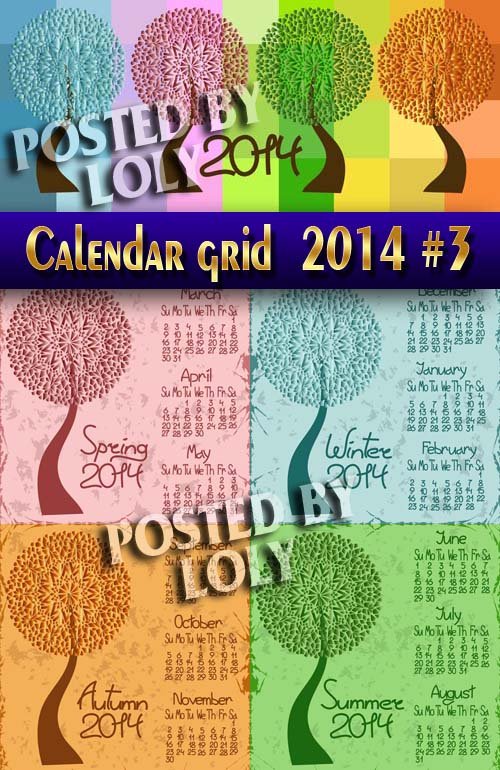Календарные сетки 2014 #3 - Векторный клипарт