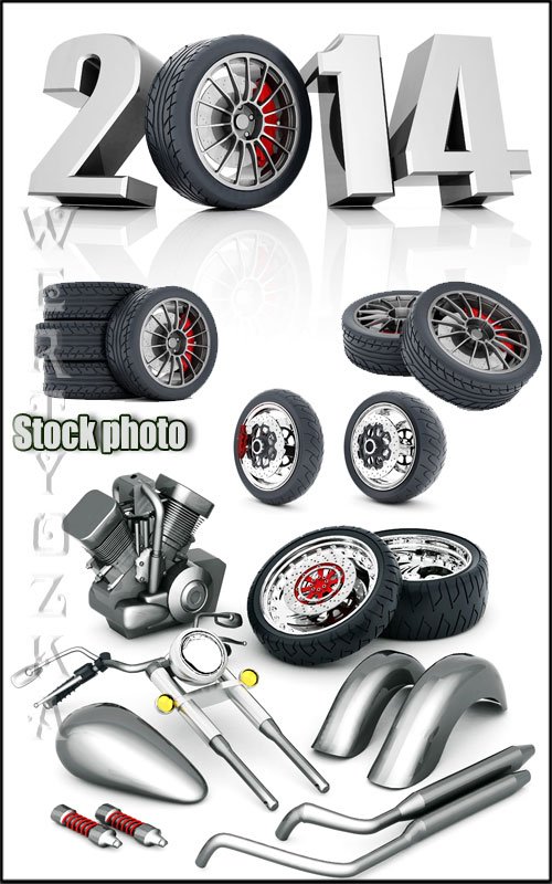 Авто запчасти, автомобильные шины / Auto parts, tires - Raster clipart