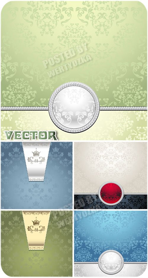 Векторные фоны с серебристыми узорами / Vector background with silver ornaments