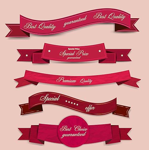 [Stock Vector] Quality Badges and Ribbons / Качественные Значки и Ленточки