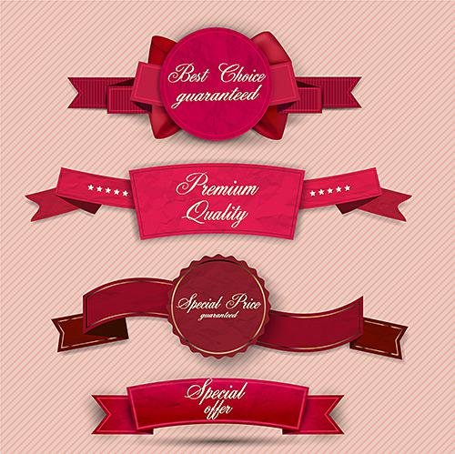 [Stock Vector] Quality Badges and Ribbons / Качественные Значки и Ленточки