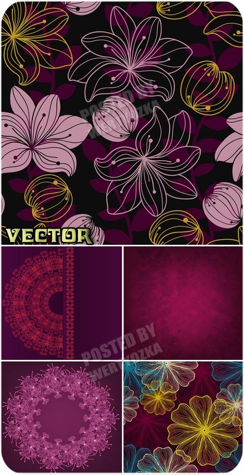 Фоны с цветами, фоны с узорами / Background with flowers - stock vector
