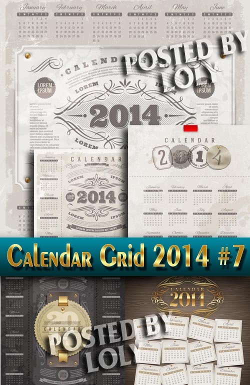 Календарные сетки 2014 #7 - Векторный клипарт