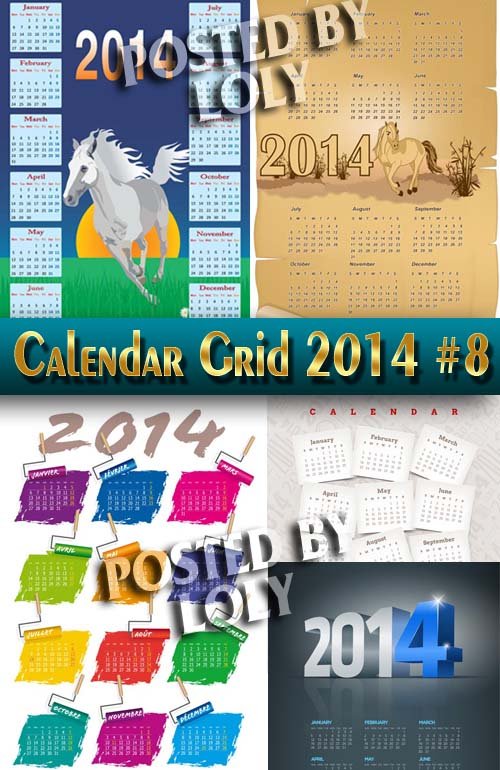 Календарные сетки 2014 #8 - Векторный клипарт