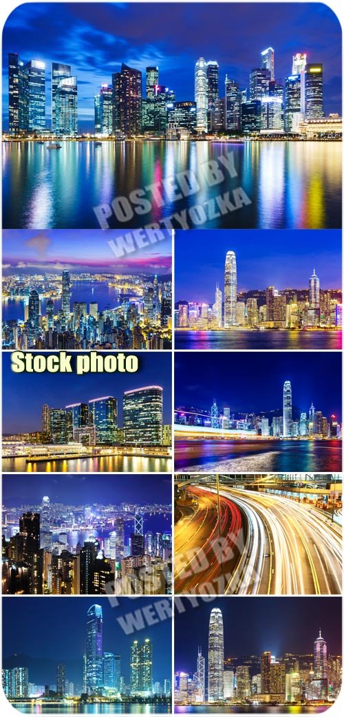 Ночной город, ночные дороги / Night city, night road - stock photos