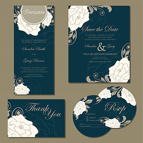 VECTOR CLIPART - Красивые свадебные приглашения / Beautiful vintage wedding invitation cards, Set 1